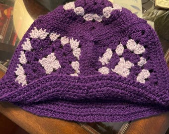 Sombrero tipo cubo de ganchillo morado: Sombrero de playa unisex para adultos color lavanda