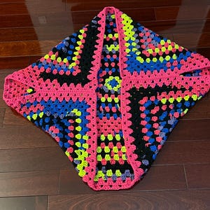 Handmade crochet multicolor black neon pink green  shrug top, crochet bolero, spring summer shrug,beachwear  shrug top, crochet shrug
