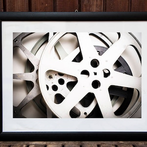 Vintage movie reel photography printable wall art home decor, movie icon black and white digital download