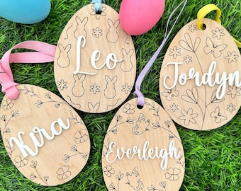 Personalized Egg Easter Basket Tag, Custom Easter Tag, Name Tag for Easter Basket, Kids Easter Name Tag For Basket