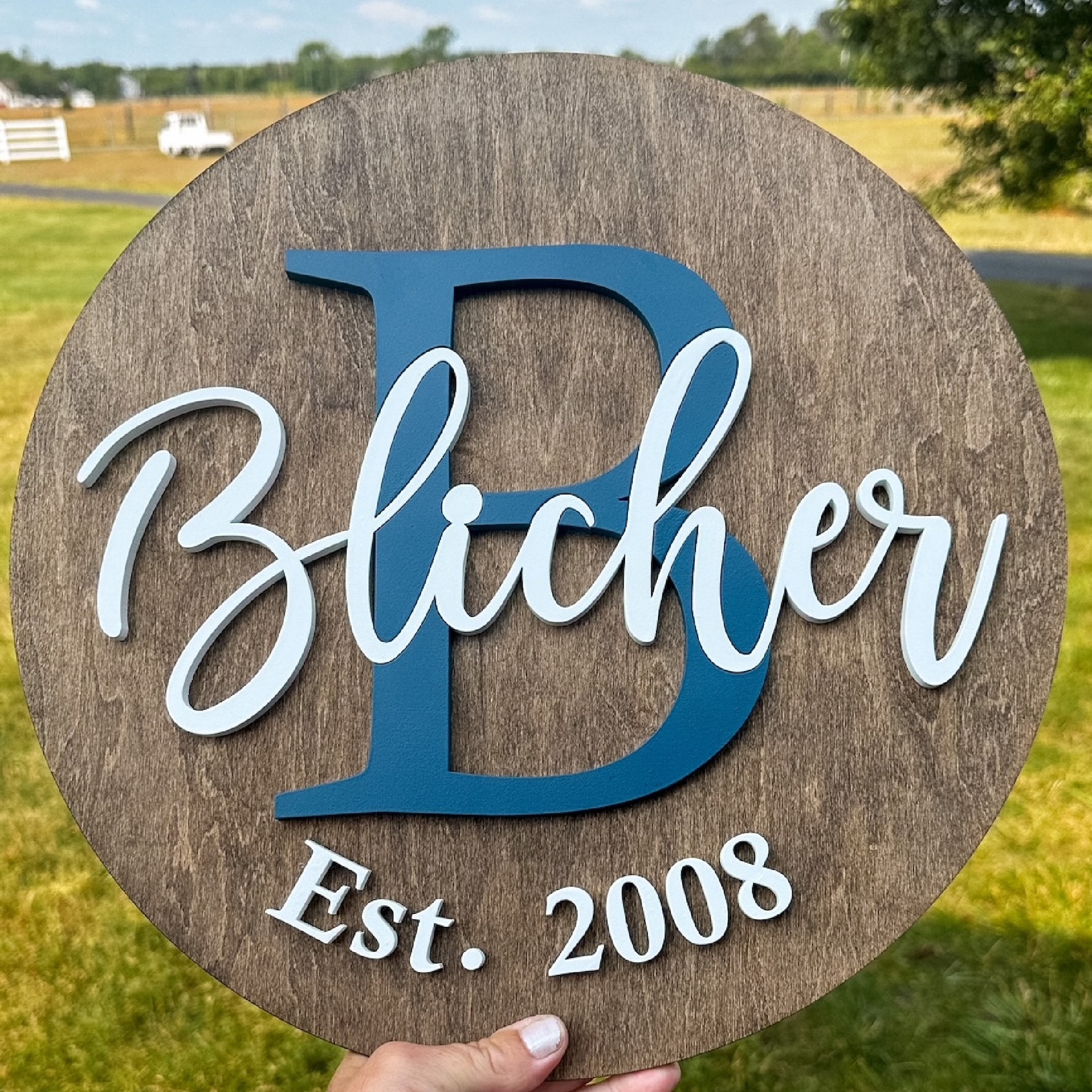 Personalized Family Name Round Wood Sign, Established Year, Last Name ...