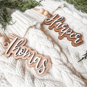 Personalized Christmas Stocking Tags, Wood Gift Tags, Custom Name Tags, Stocking Name Tag, Wooden Name Tag, Gift Name Tag, Christmas Decor