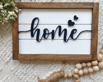 Home Wood Sign with Faux Shiplap for Entryway or Gallery Wall, 3D Wood Sign, Home Sign, First Time Buyer, Farmhouse Decor, Real Estate Gift