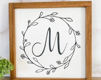 Monogram Family Initial Wood Sign for Gallery Wall, Bridal Shower Gift, Housewarming Gift,  Family Initial Sign, Personalized Sign