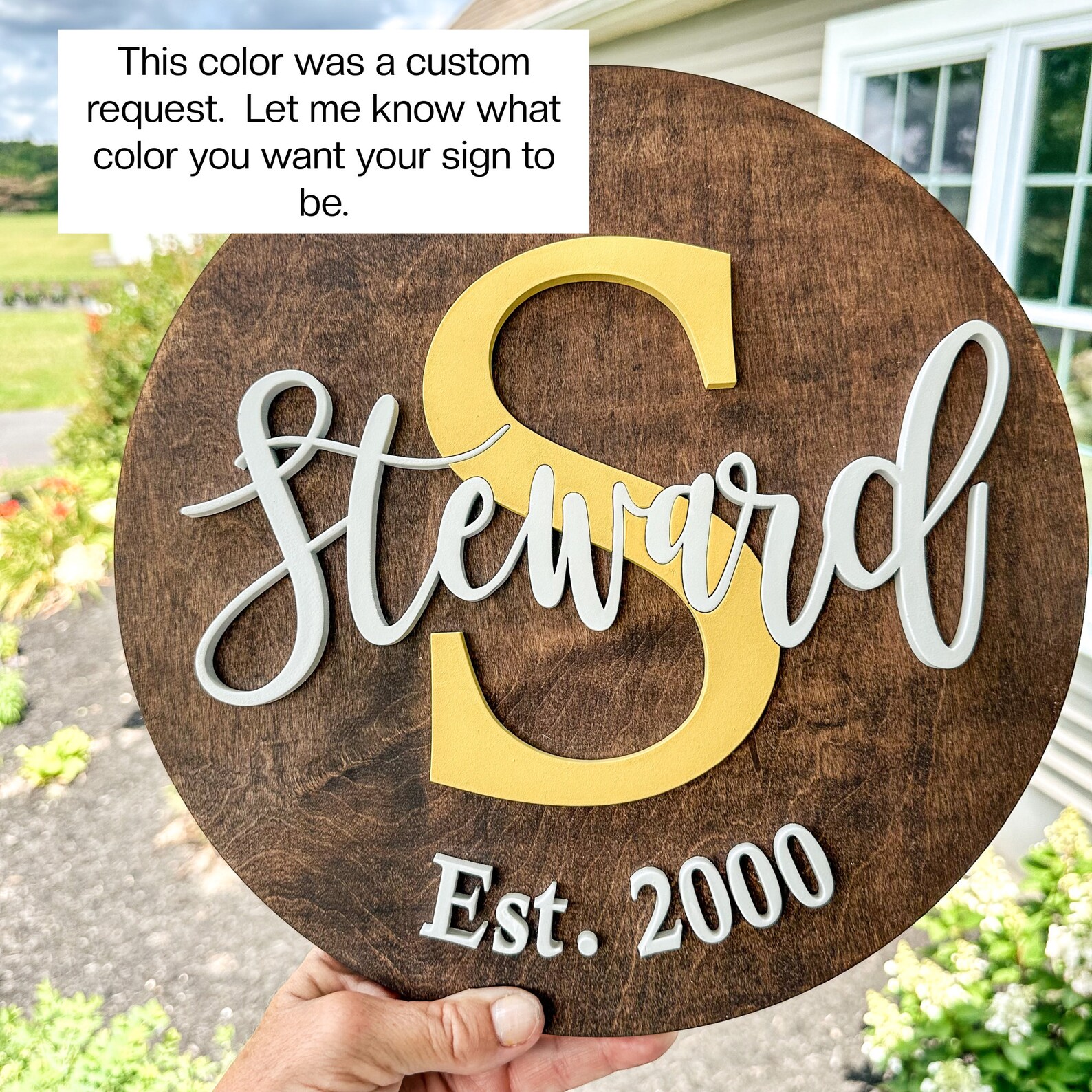 Personalized Family Name Round Wood Sign, Established Year, Last Name ...