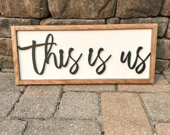 This Is Us Family Wall Wood Sign, Family Photo Prop, Gift for Wedding, Bridal Shower, Housewarming Gift, Gift for Blended Family