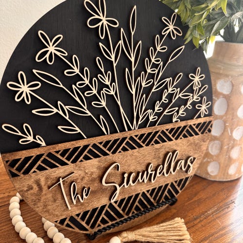 Plaque de porte en bois, nom de famille, cadeau de fiançailles, cadeau de pendaison de crémaillère, plaque personnalisée, nom de famille, porte d'entrée de bienvenue, cadeau de mariage