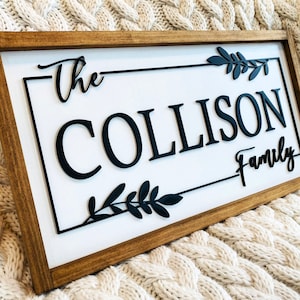 Personalized Family Name 3D Wood Sign, Customize Name Sign for Wedding or Bridal Shower Gift, Closing Gift, Framed Wood Sign