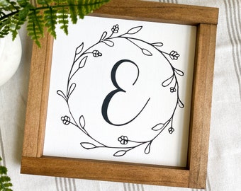 Monogram Family Initial Wood Sign for Gallery Wall, Farmhouse Style Wedding Gift, Housewarming Gift,  Family Initial Sign, Personalized Sign