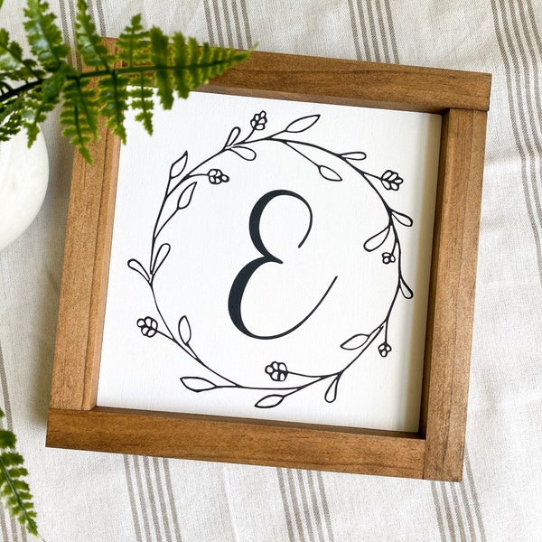 Monogram Family Initial Wood Sign for Gallery Wall, Farmhouse Style Wedding Gift, Housewarming Gift,  Family Initial Sign, Personalized Sign