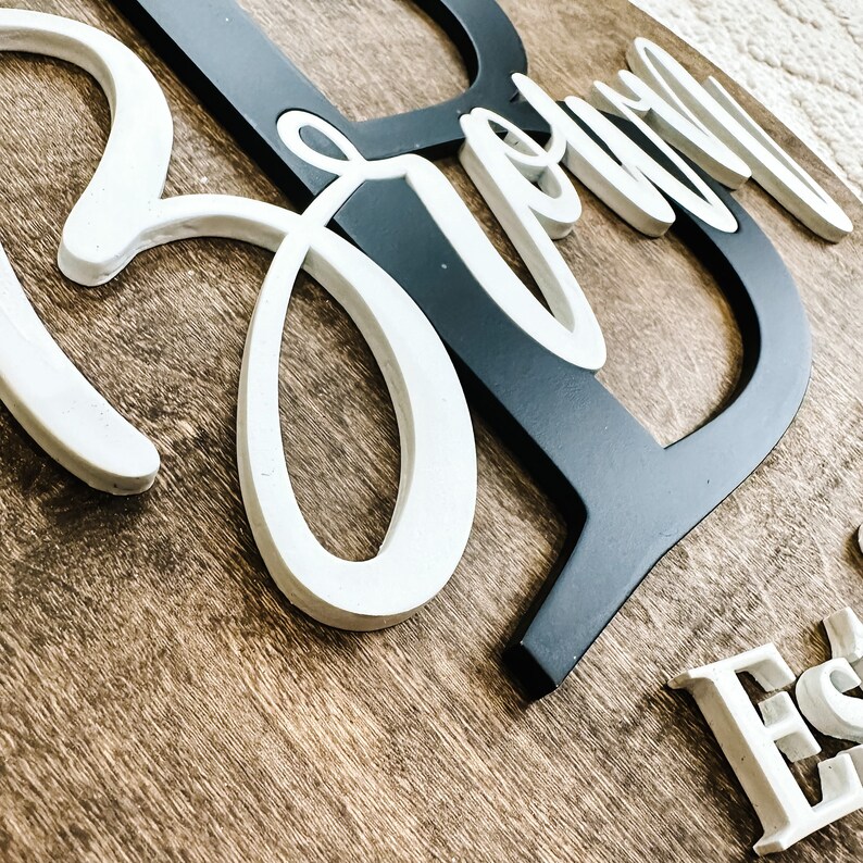 Personalized Family Name Round Wood Sign, Established Year, Last Name ...