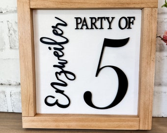 Party of Sign, Family Party of, Custom Name Sign, Gift for Family, Party of 2,3,4,5 Last Name Sign, Personalized Family Name, 3D Number Sign
