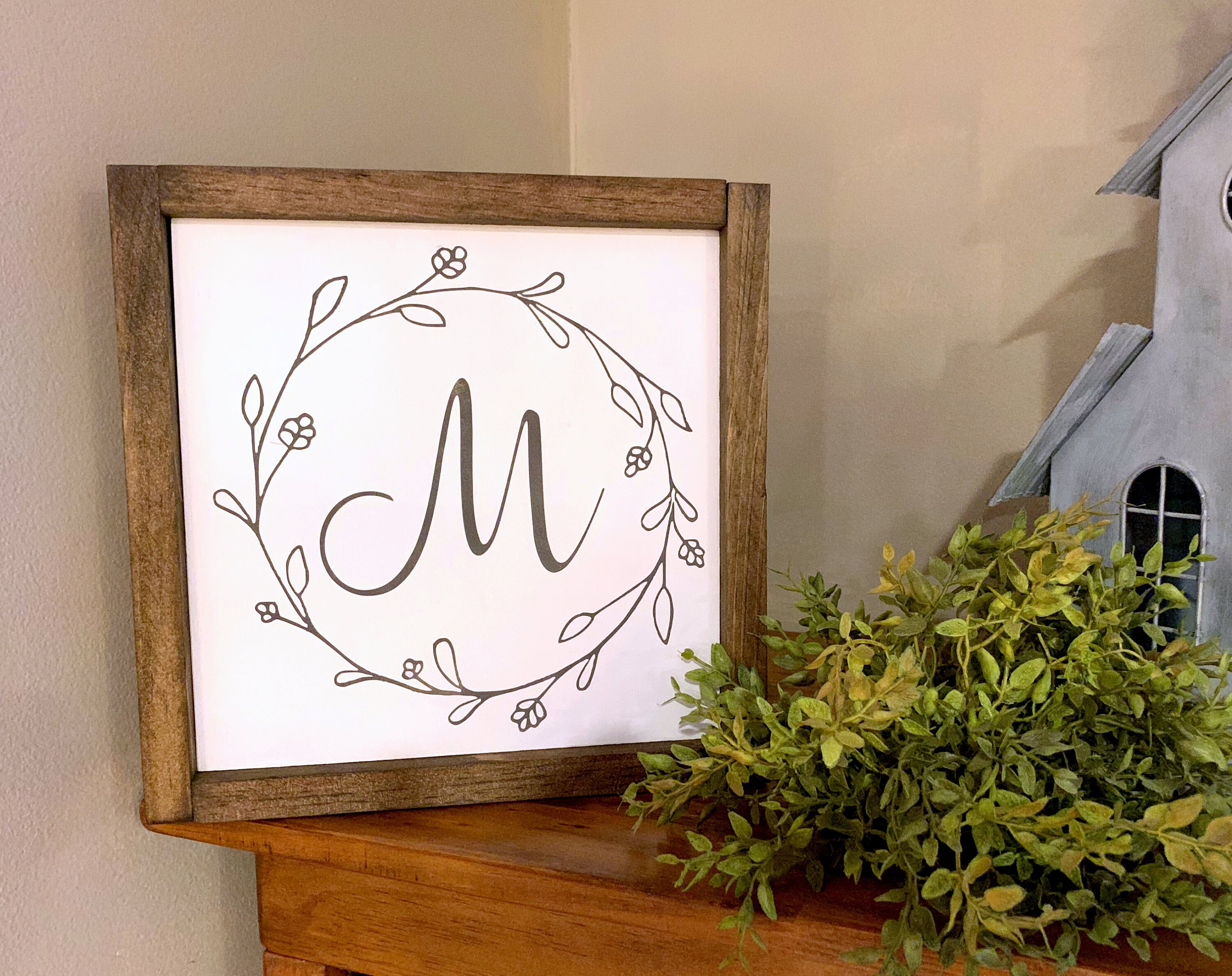Monogram Family Initial Wood Sign for Gallery Wall, Farmhouse Style ...