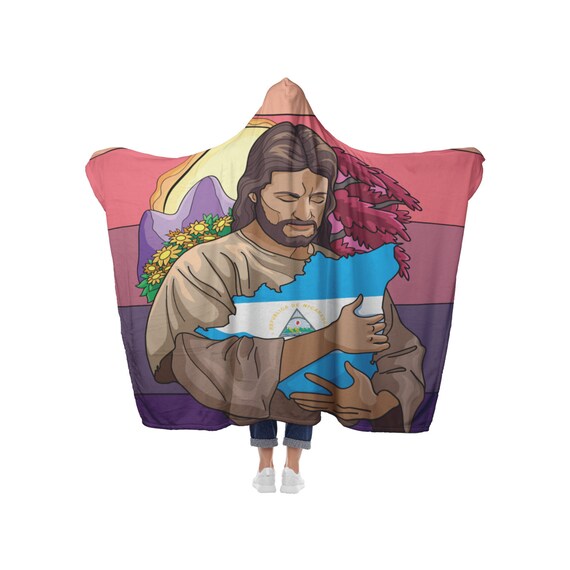 Jesucristo Jesus Christ Nicaragua Map Hooded Blanket Nicaragua Etsy