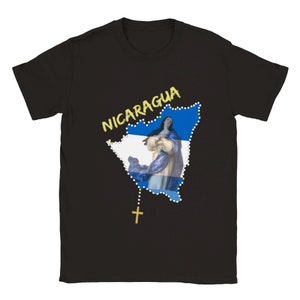 Inmaculada Concepcion De Maria Nicaragua T-Shirt Camiseta | Carte du Nicaragua Art| T-shirt Unisexe Pro-LifeClassic Crewneck