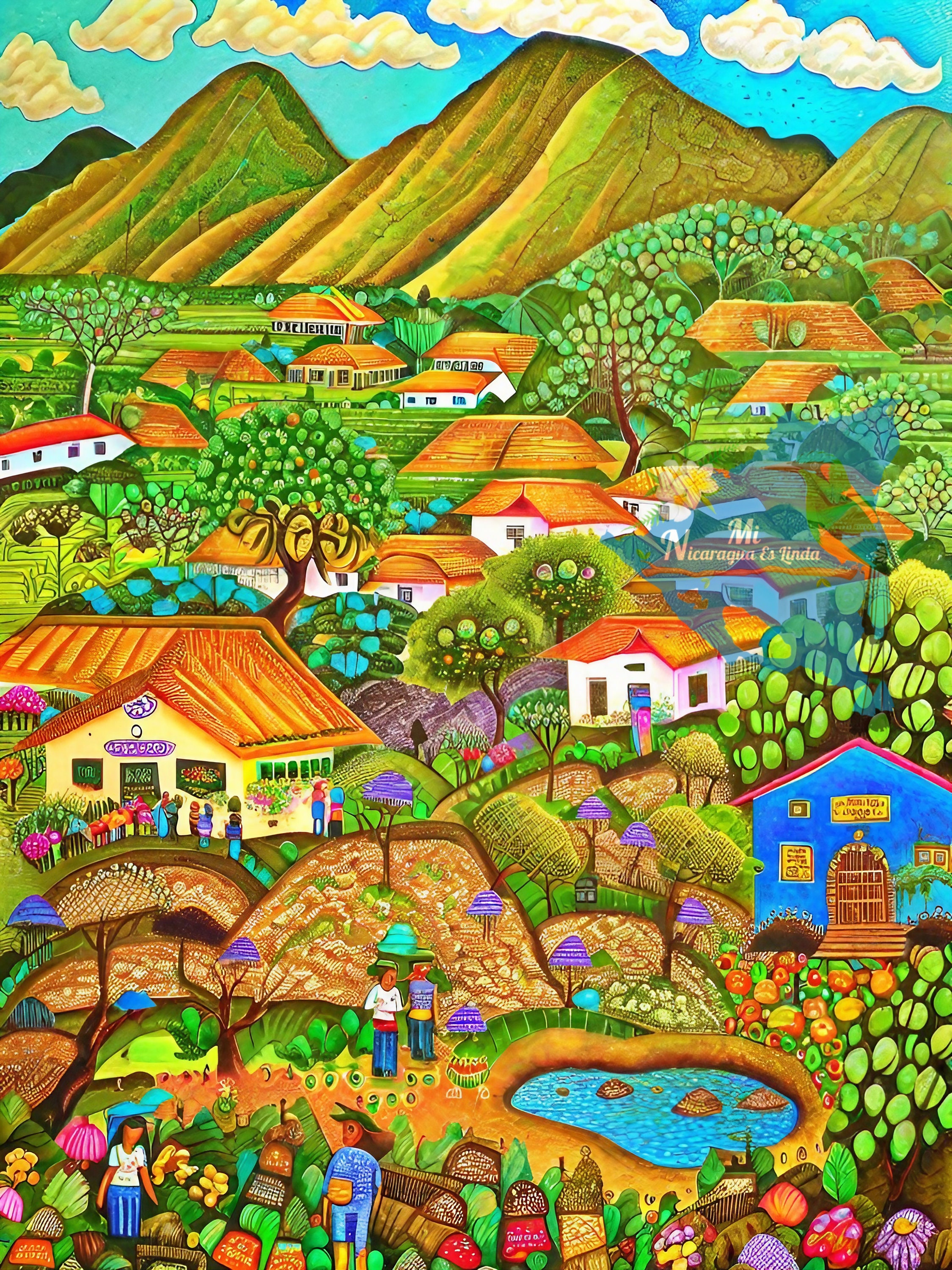 Countryside Corn Harvest Life Of The City Of Matagalpa Nicaragua Naive Art,  Calming Artwork Painting, Arte De Nicaragua Ingenuo