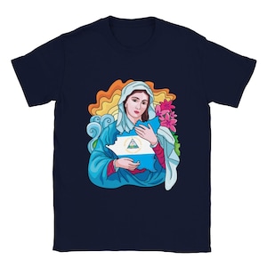 Virgen Maria Con El Mapa De Nicaragua| Camiseta Nica| Nicaragua Geschenk| Nicaragua Karte Kunst| Regalo Para El Ella | Nica Geschenk Unisex T-Shirt