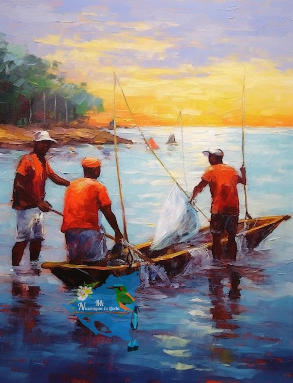 Whimsical Oil Painting of Bluefield Nicaragua Atlantic Coast