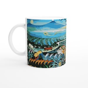 White 11oz Ceramic Mug Nicaraguan Craft Art Souvenir Taza Blanca De arte De Nicaragua