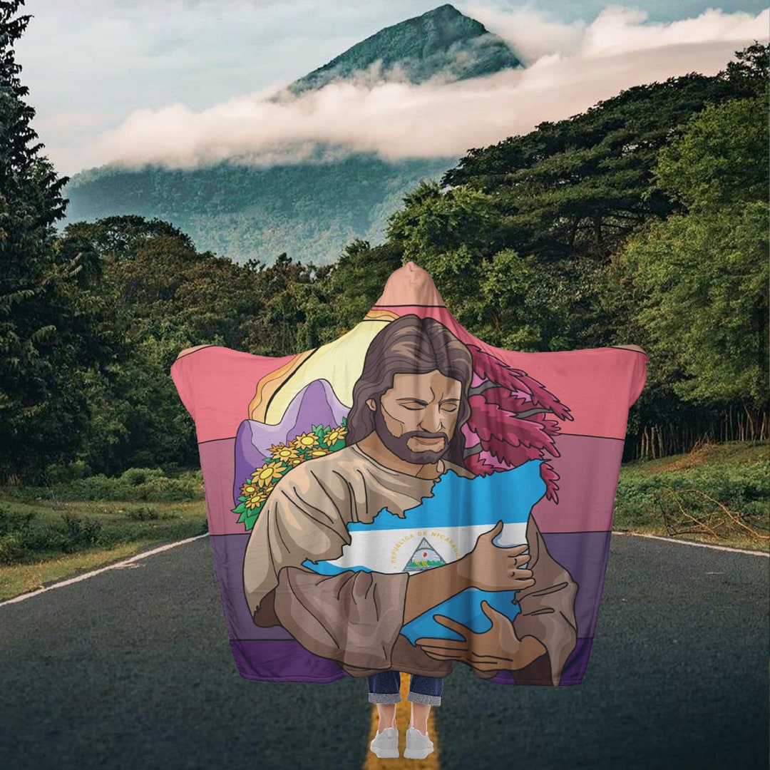Jesucristo Jesus Christ Nicaragua Map Hooded Blanket Nicaragua Etsy