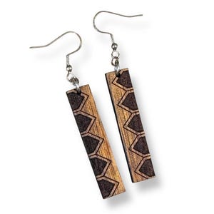 Engraved Koa Honu Shell Earrings (short)