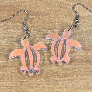 Rainbow Acrylic Honu Earrings