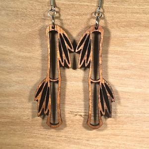 Laser Cut Bamboo Koa Earrings.