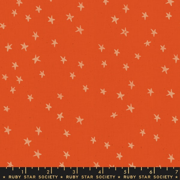 Moda - Ruby Star Society - Alexia Marcelle Abegg - Starry - Warm Red, Blender Fabric, Basic, Unbleached Cotton, Orange Red, Burnt and Stars