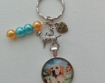 Yellow Labrador Retriever Image Metal Chunky Keyring in Gift Box