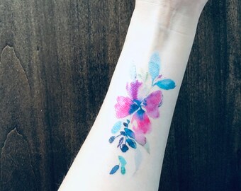 Tattly Nearly 4" Watercolor Rose Temporary Tattoo - Single Floral Temp Tattoo