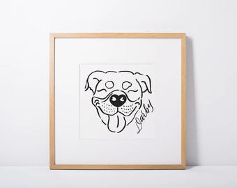 Custom Pet Portrait: Hand-Drawn Black & White Ink Mini Art