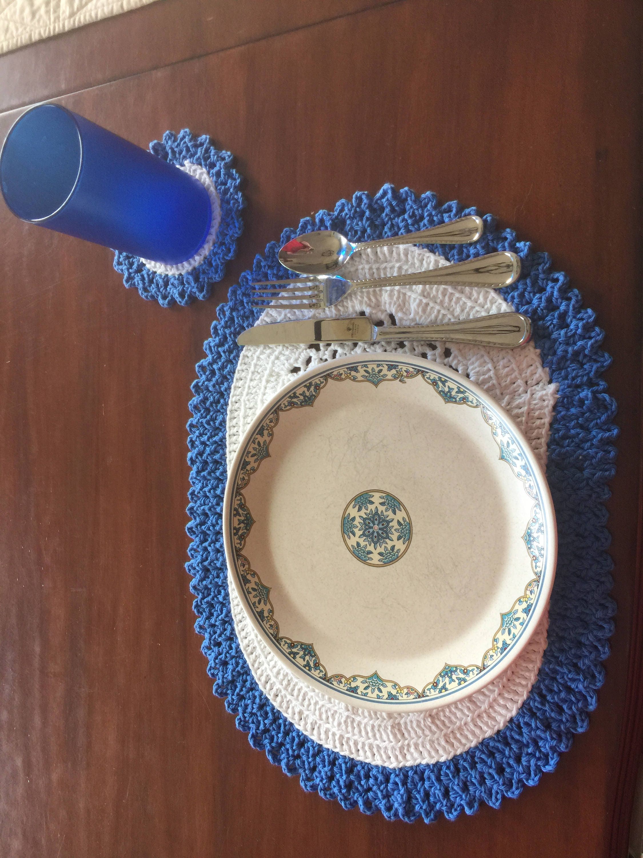 Set of 4 Cotton Oval Placemats with Matching Coasters Etsy