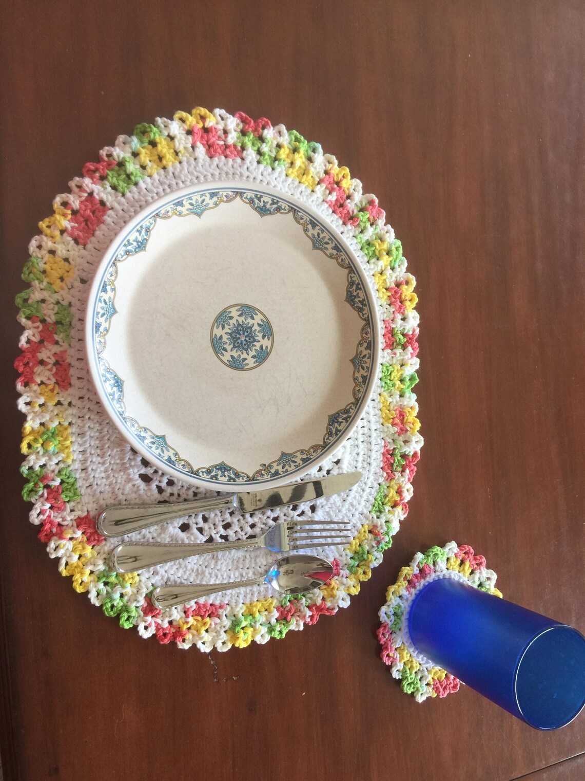 Set of 4 Cotton Oval Placemats with Matching Coasters Etsy