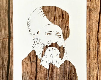 Portrait, Rabbi, Rav Kook, Papercut, Jewish Papercut