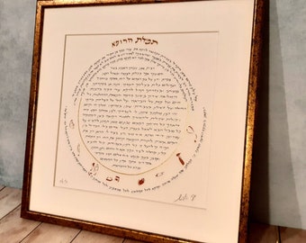 תפילת הרופא, Doctor's Prayer, Doctor's Present, Maimonides, Blue, Gold, Jewish Paper cut, Hebrew Calligraphy, Thank you, Clinic, Doctor