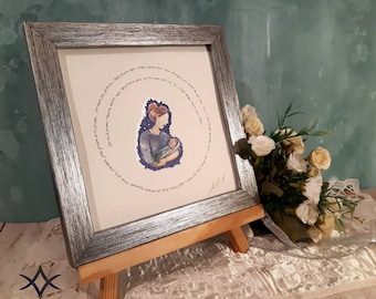 partera, doula, nacimiento, plata, Shifra, Puah, bebé, nuevo bebé, dar a luz, bebé judío, arte judío, acuarelas, arte bíblico, éxodo,