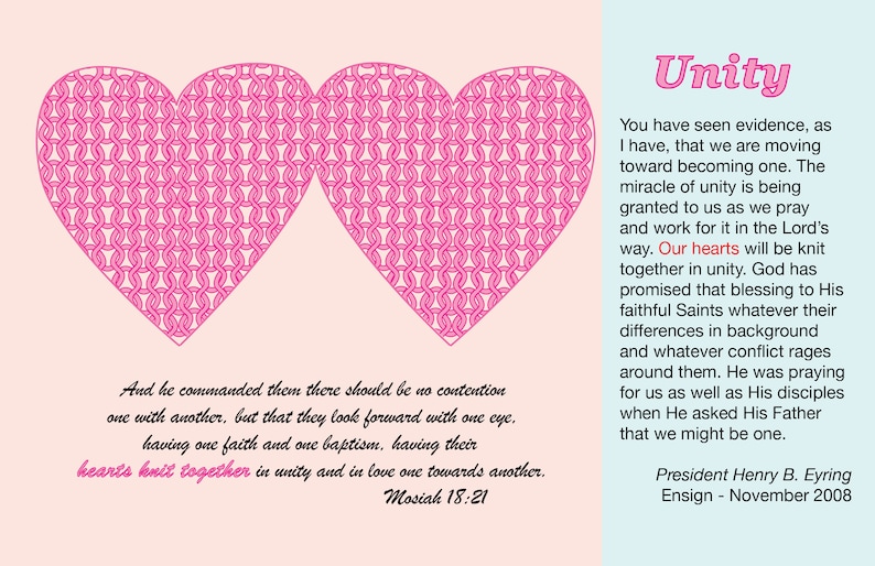 Hearts Knit Together in Unity Mosiah 1821 LDS Gospel Etsy