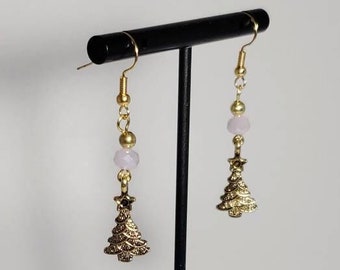 Christmas Earrings, Dangle Earrings for Women, Womens Jewelry, Christmas Tree Earrings for Her, Holiday Festive Earrings, Small Earrings