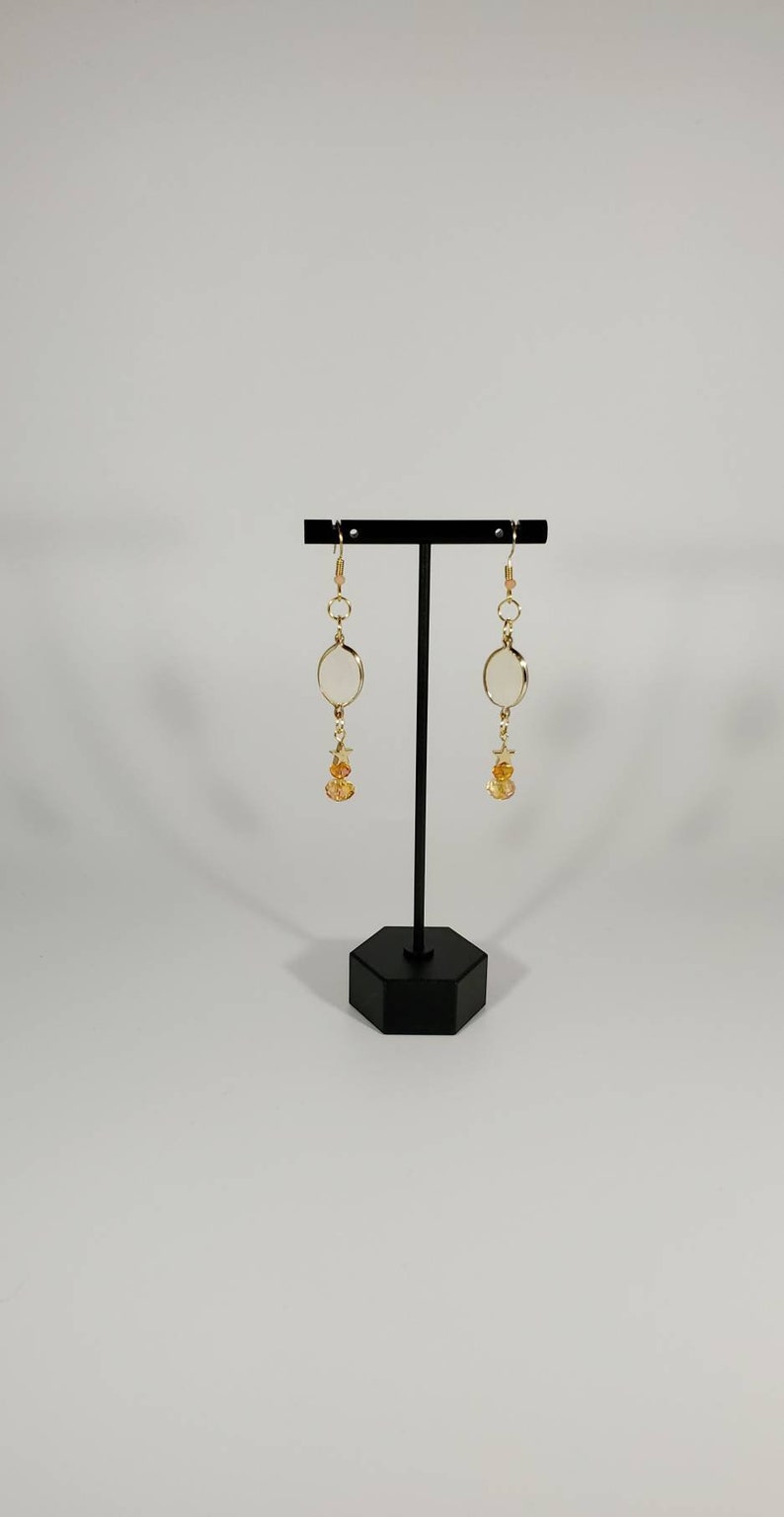 SisteBr irthday Gifts Hematite Star Earrings Gold Dangle Earrings For Women Celestial Jewelry Sister Small Gifts Bohemian Jewelry