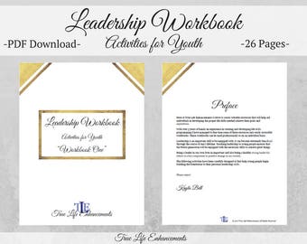 Leadership Workbook, Life Skills Aid for Youth, Digital Printable