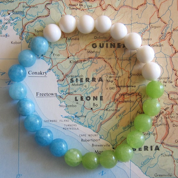 Sierra Leone - Natural Gemstone and Shell - Unisex Sizes - Handmade by Cate