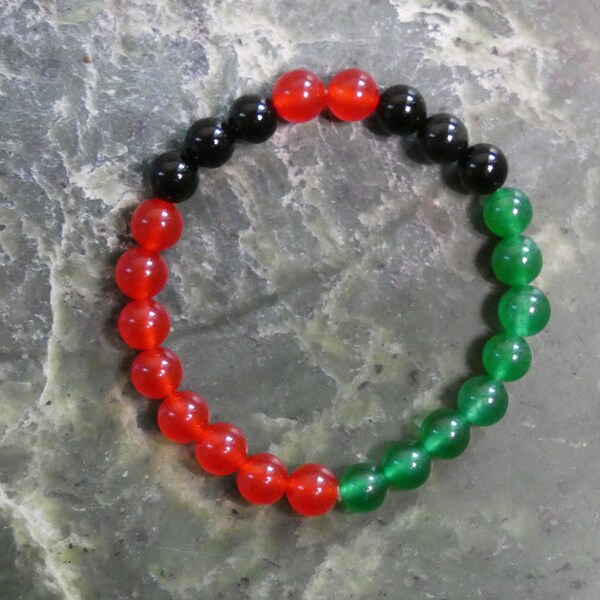 Malawi - Genuine Dyed Jade and Natural Onyx - Unisex Sizes - Handmade by Cate