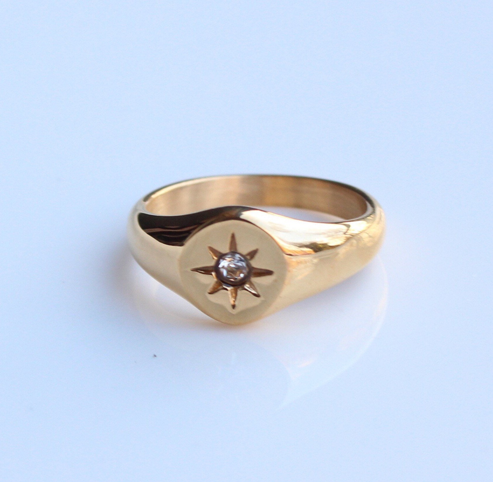 Gold Ring North Star Signet Ring Star Ring for Women | Etsy