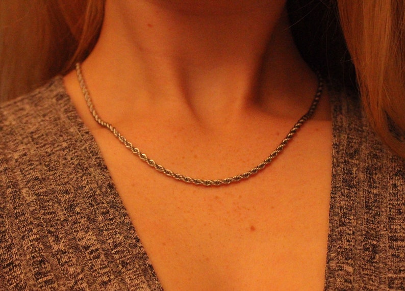 Stainless Steel Rose Chain Basic Silver Chain Silver Rope Chain Gift for Her Layering Necklaces Non Tarnish Chain