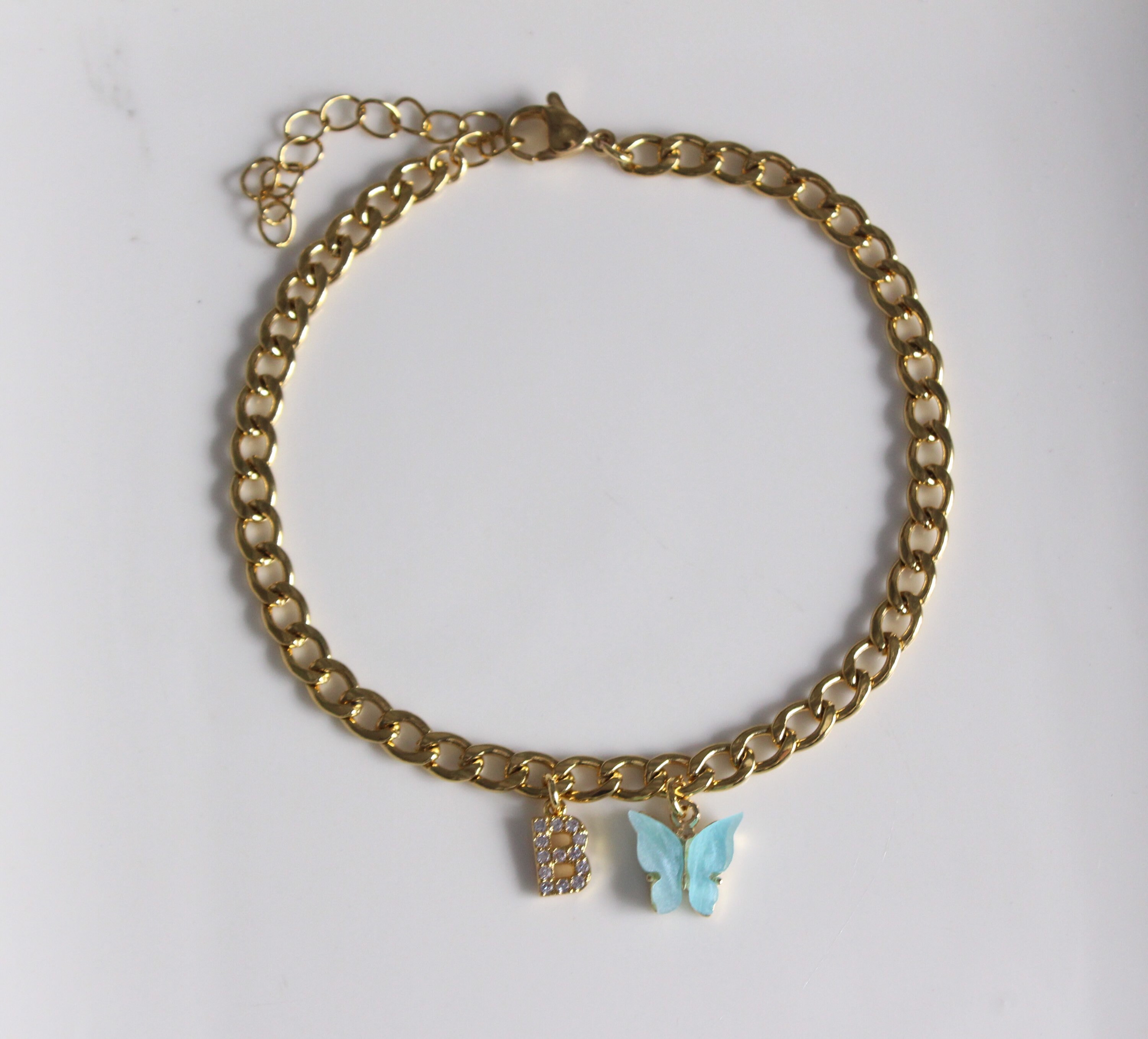 gold plated butterfly anklet