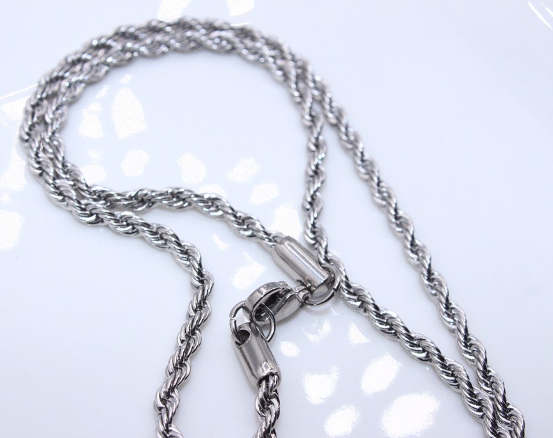 Stainless Steel Rose Chain Basic Silver Chain Silver Rope Chain Gift for Her Layering Necklaces Non Tarnish Chain