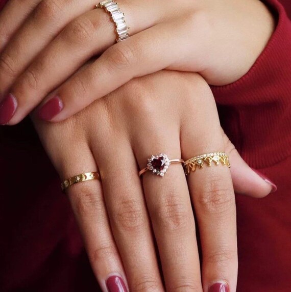 Bague Cœur Dolly-Bijoux Taille 54 - Rubis Cz 10mm, Plaqué Or 18K 5 Microns, Neuf Avec Étiquettes