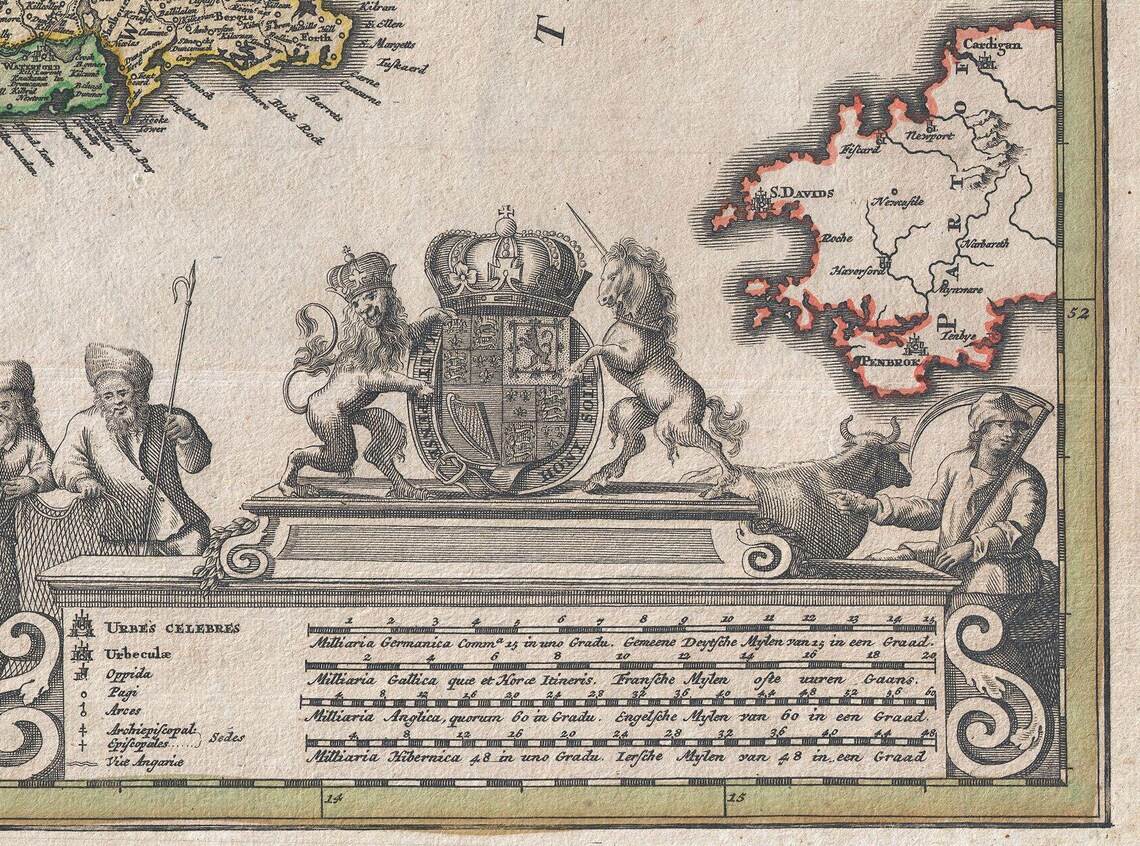 1716 Map of Ireland Printable Vintage Ireland Map Etsy