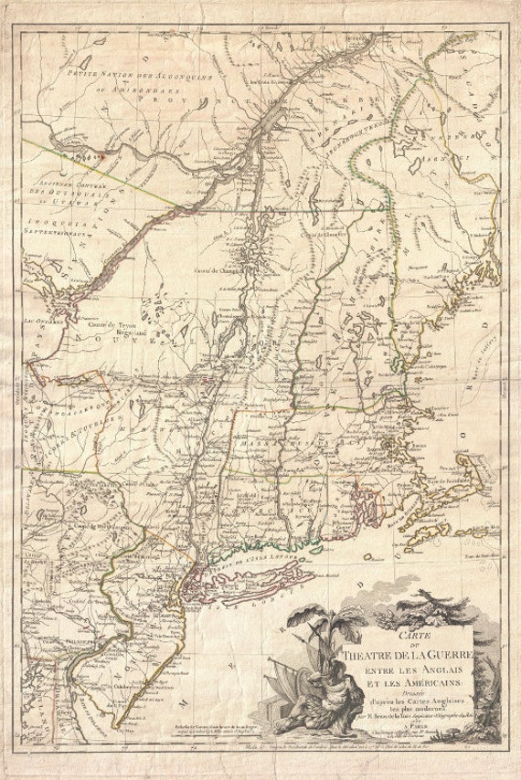 1777 Map Of New York New England Digital American Etsy