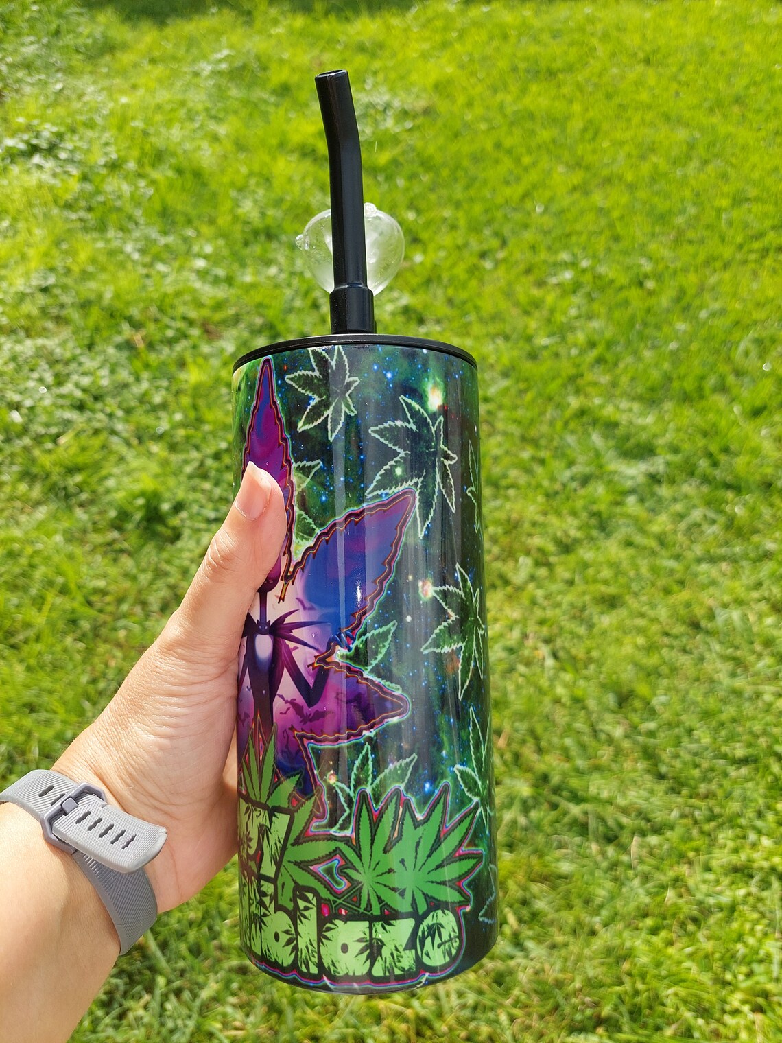 Hookah Tumbler With Jack Skellington Marijuana Design Etsy